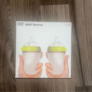Green and White Silicone Baby Bottles with Natural Shape